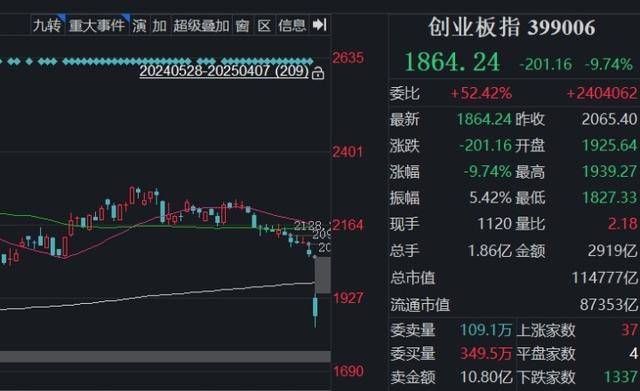 全球股市暴跌，A股也沒扛住，創(chuàng)業(yè)板指大跌9.74%，超5200只個股下跌！