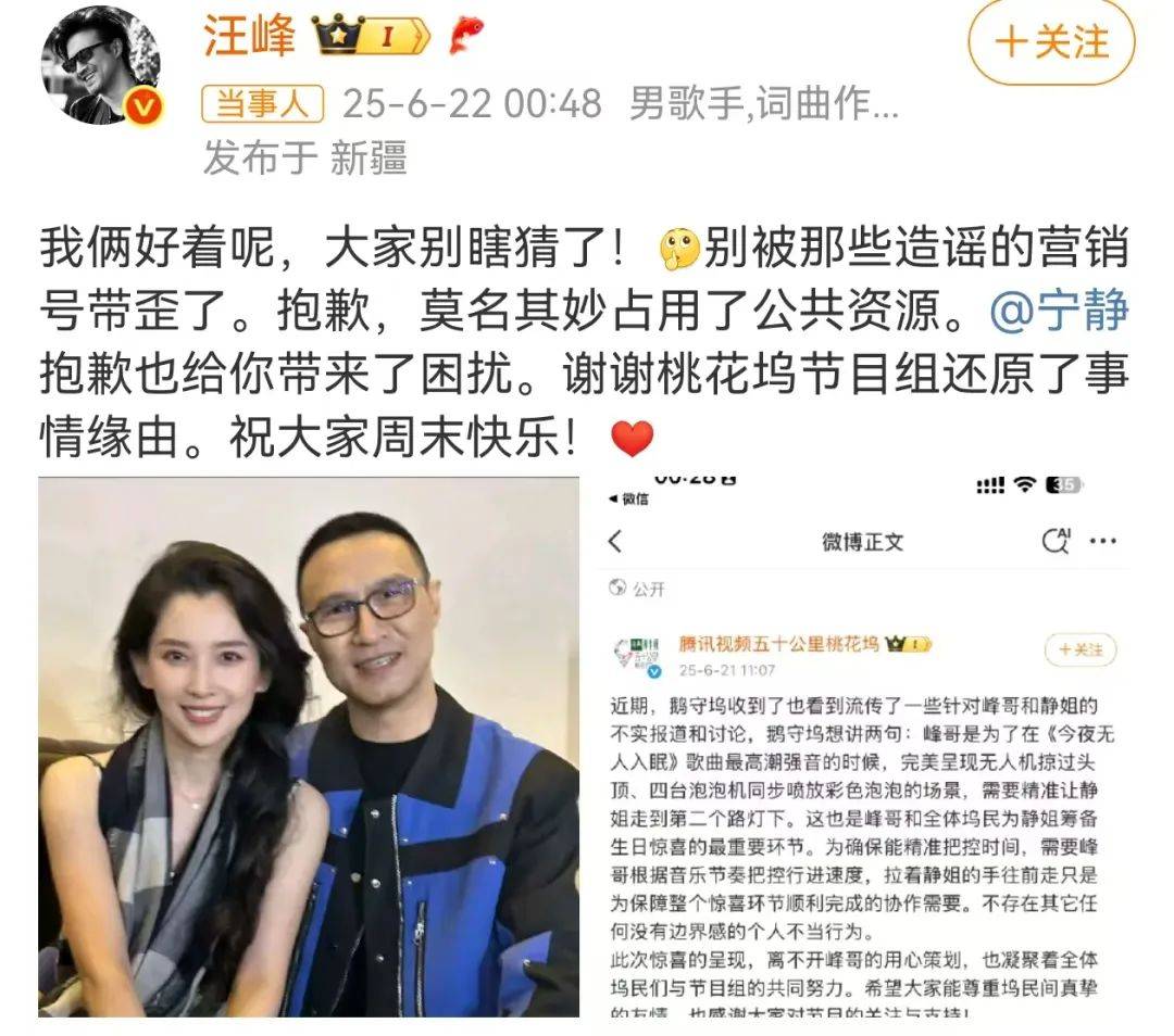 寧靜回應(yīng)與汪峰戀情：我不喜歡他，下次傳緋聞?wù)覀€年輕帥氣的行不