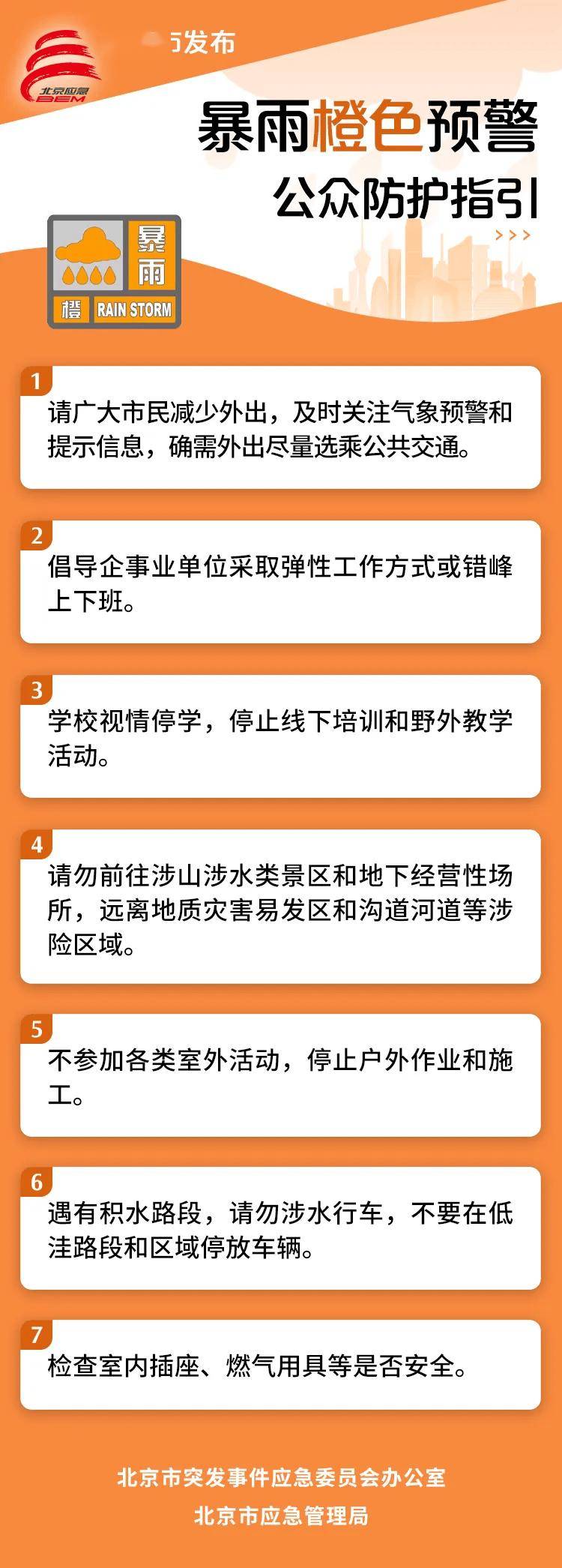 北京市升級(jí)發(fā)布暴雨橙色預(yù)警！五區(qū)升級(jí)發(fā)布暴雨紅色預(yù)警！注意防范——
