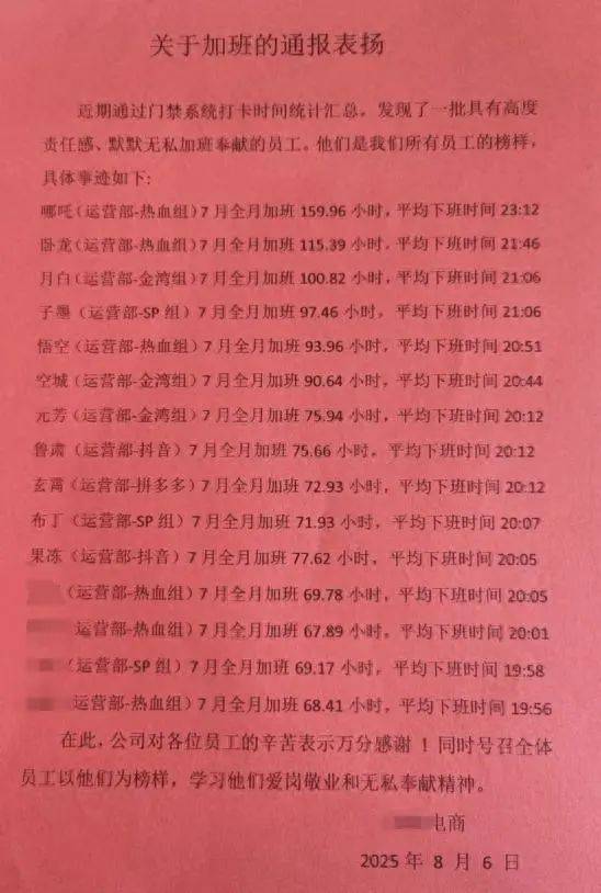 上海一公司通報(bào)加班表?yè)P(yáng)名單，最高時(shí)長(zhǎng)近160小時(shí)，工作人員稱(chēng)非強(qiáng)制，需申請(qǐng)會(huì)有加班費(fèi)