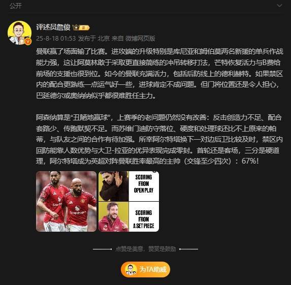 詹?。郝?lián)贏了場(chǎng)面輸了比賽，阿森納算是“丑陋地贏球”