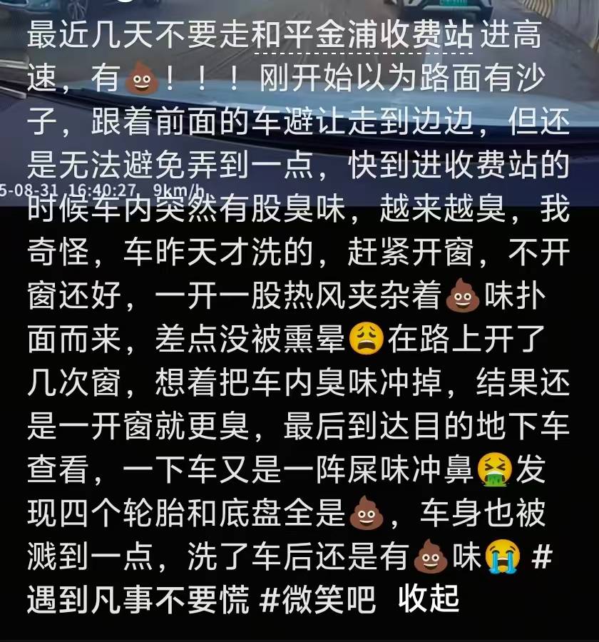 “經(jīng)過(guò)的無(wú)一幸免！”多名車(chē)主在汕頭一高速口附近遇黃色污物，洗車(chē)店主：店都臭了